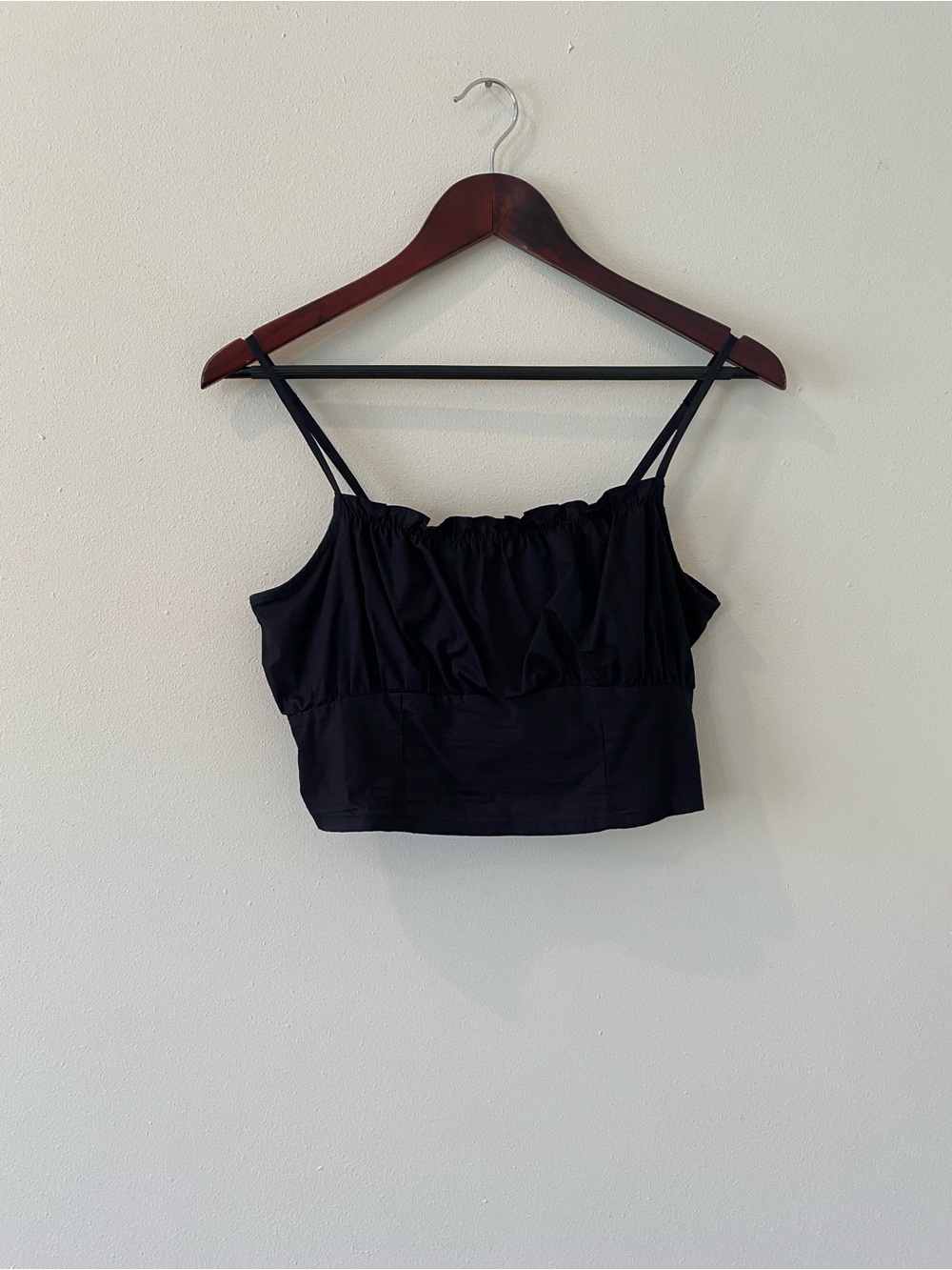 H&M Divided Crop Top Small โCorset Likeโ Pin-tucked Ruffles Smocked Back Cotton